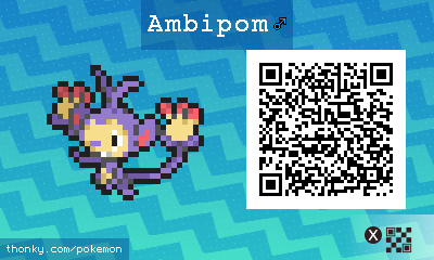 Ambipom ♂ QR Code for Pokémon Sun and Moon QR Scanner