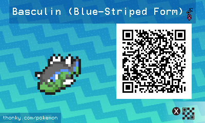 Basculin (Blue-Striped Form) QR Code for Pokémon Sun and Moon QR Scanner