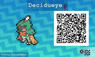 Decidueye QR Code for Pokémon Sun and Moon QR Scanner