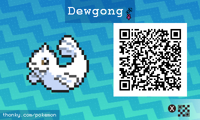Dewgong QR Code for Pokémon Sun and Moon QR Scanner