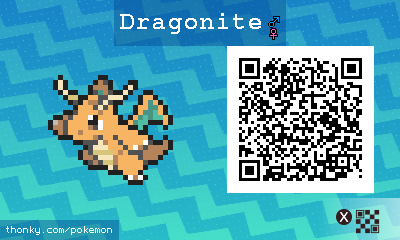 Dragonite QR Code for Pokémon Sun and Moon