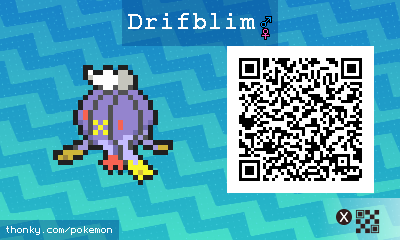 Drifblim QR Code for Pokémon Sun and Moon QR Scanner