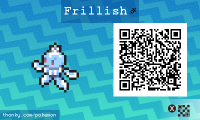 Frillish ♂ QR Code for Pokémon Sun and Moon QR Scanner