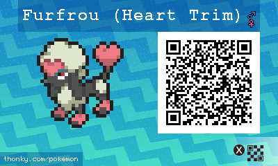Furfrou (Heart Trim) QR Code for Pokémon Sun and Moon QR Scanner