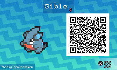 Gible ♀ QR Code for Pokémon Sun and Moon