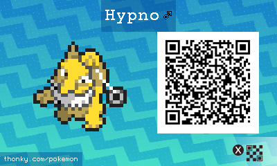 Hypno ♂ QR Code for Pokémon Sun and Moon QR Scanner