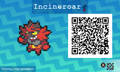 Incineroar QR Code for Pokémon Sun and Moon QR Scanner