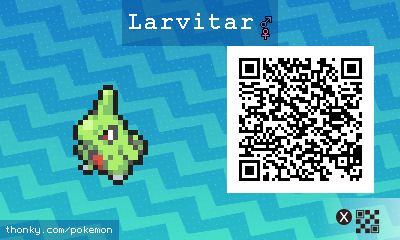 Larvitar QR Code for Pokémon Sun and Moon QR Scanner