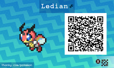 Ledian ♂ QR Code for Pokémon Sun and Moon QR Scanner
