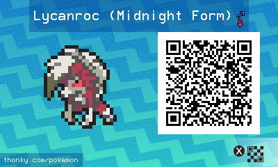 Lycanroc (Midnight Form) QR Code for Pokémon Sun and Moon