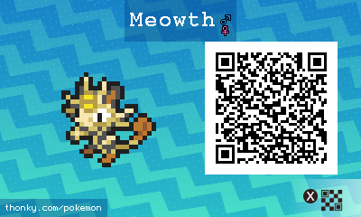Meowth QR Code for Pokémon Sun and Moon QR Scanner