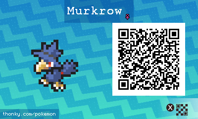 Murkrow ♀ QR Code for Pokémon Sun and Moon QR Scanner