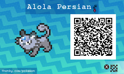 Alola Persian QR Code for Pokémon Sun and Moon