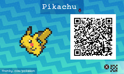 Pikachu ♀ QR Code for Pokémon Sun and Moon
