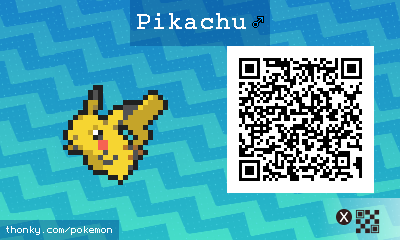 Pikachu ♂ QR Code for Pokémon Sun and Moon QR Scanner