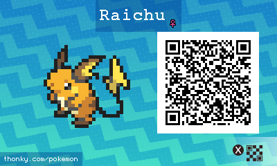 Raichu ♀ QR Code for Pokémon Sun and Moon QR Scanner
