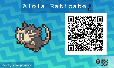 Alola Raticate QR Code for Pokémon Sun and Moon QR Scanner