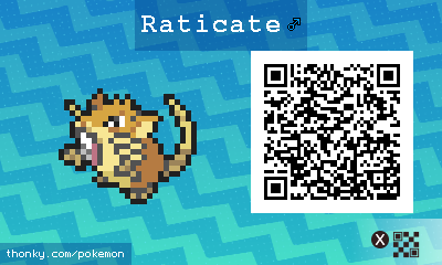 Raticate ♂ QR Code for Pokémon Sun and Moon QR Scanner