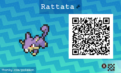 Rattata ♂ QR Code for Pokémon Sun and Moon QR Scanner