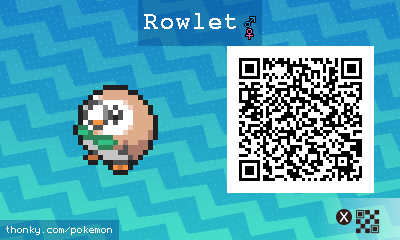 Rowlet QR Code for Pokémon Sun and Moon