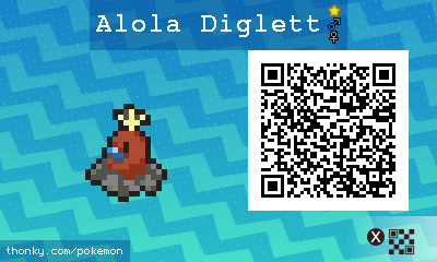 Shiny Alola Diglett QR Code for Pokémon Sun and Moon