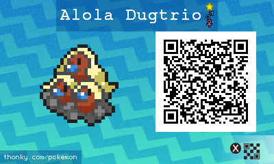 Shiny Alola Dugtrio QR Code for Pokémon Sun and Moon QR Scanner