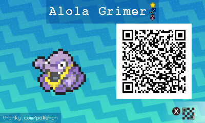 Shiny Alola Grimer QR Code for Pokémon Sun and Moon QR Scanner
