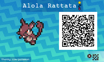 Shiny Alola Rattata QR Code for Pokémon Sun and Moon QR Scanner