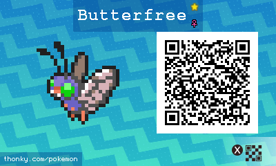 Shiny Butterfree ♀ QR Code for Pokémon Sun and Moon QR Scanner