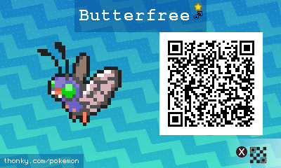 Shiny Butterfree ♂ QR Code for Pokémon Sun and Moon QR Scanner