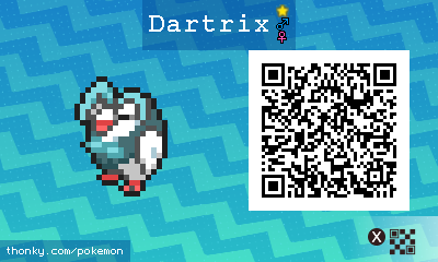 Shiny Dartrix QR Code for Pokémon Sun and Moon