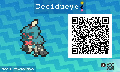Shiny Decidueye QR Code for Pokémon Sun and Moon QR Scanner
