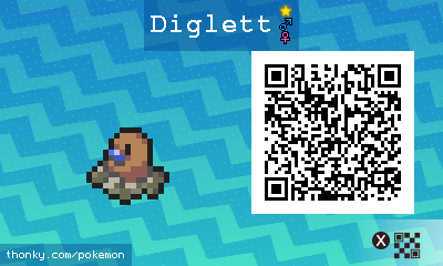 Shiny Diglett QR Code for Pokémon Sun and Moon QR Scanner