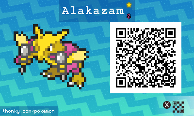 Shiny Alakazam ♀ QR Code for Pokémon Sun and Moon QR Scanner