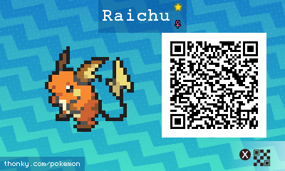 Shiny Raichu ♀ QR Code for Pokémon Sun and Moon QR Scanner