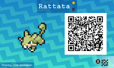 Shiny Rattata ♀ QR Code for Pokémon Sun and Moon QR Scanner