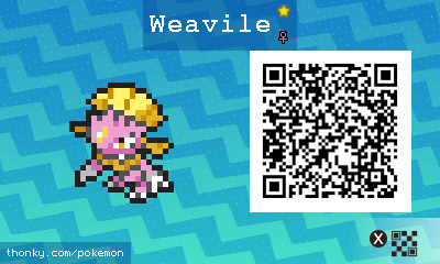 Shiny Weavile ♀ QR Code for Pokémon Sun and Moon QR Scanner