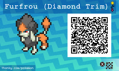 Shiny Furfrou (Diamond Trim) QR Code for Pokémon Sun and Moon QR Scanner