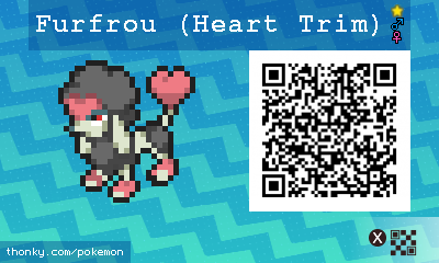 Shiny Furfrou (Heart Trim) QR Code for Pokémon Sun and Moon QR Scanner