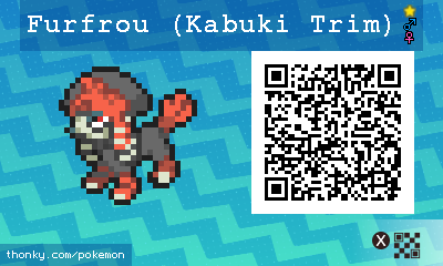 Shiny Furfrou (Kabuki Trim) QR Code for Pokémon Sun and Moon QR Scanner