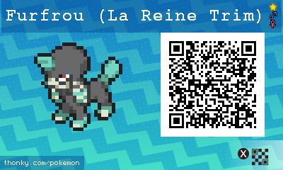 Shiny Furfrou (La Reine Trim) QR Code for Pokémon Sun and Moon QR Scanner