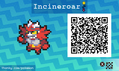 Shiny Incineroar QR Code for Pokémon Sun and Moon