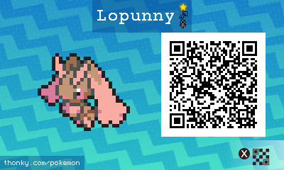 Shiny Lopunny QR Code for Pokémon Sun and Moon QR Scanner