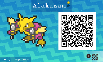 Shiny Alakazam ♂ QR Code for Pokémon Sun and Moon QR Scanner