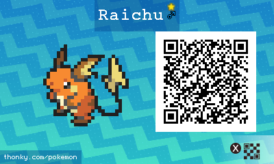Shiny Raichu ♂ QR Code for Pokémon Sun and Moon QR Scanner