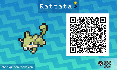Shiny Rattata ♂ QR Code for Pokémon Sun and Moon QR Scanner