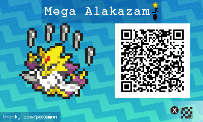 Shiny Mega Alakazam QR Code for Pokémon Sun and Moon