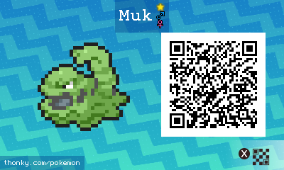 Shiny Muk QR Code for Pokémon Sun and Moon