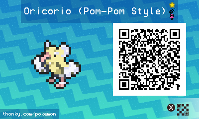 Shiny Oricorio (Pom-Pom Style) QR Code for Pokémon Sun and Moon QR Scanner