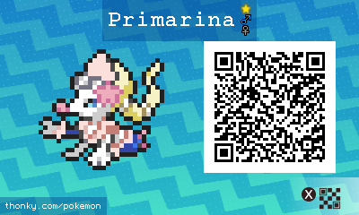 Shiny Primarina QR Code for Pokémon Sun and Moon QR Scanner